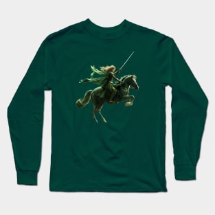 Moonlit Guardian: The Green Knight's Valor Long Sleeve T-Shirt
